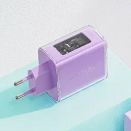 Мережевий зарядний пристрій Acefast A45 USB/2 Type-C QC PD PD65W GaN фіолетовий - мініатюра 2