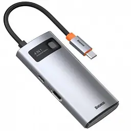 Usb-хаб Baseus Metal Gleam Series 4-in-1 Multifunctional Type-C Hub Docking Station Сірий