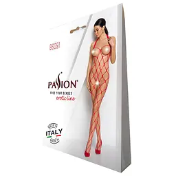 Бодістокінг в дуже велику сітку Passion BS091 red з доступом One size - мініатюра 4