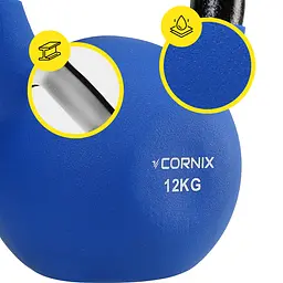 Гиря металева Cornix 12 кг з вініловим покриттям XR-0437 Blue/Black - мініатюра 7