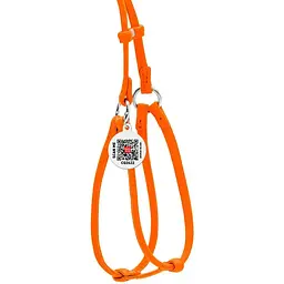 Шлея з повідцем для собак Waudog Glamour, шкіряна, кругла, з QR паспортом, 42-60х46-64х0,6/105 см, помаранчевий (34024) - мініатюра 2