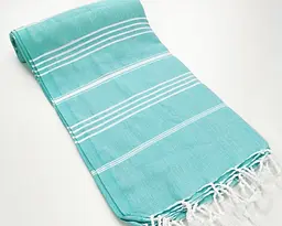 Рушник пештемаль Turkey Towel 100х180 см легкий великий для пляжу басейну бані сауни підстилка на дачу пікнік природу відпустку море Organik бірюза - мініатюра 4