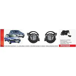 Протитуманні фари для Renault Logan 2005 / Scenic II / Laguna II / Megane II H11 55W з проводкою Комплект (RN-099B) - мініатюра 2