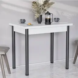 Обідній стіл-формер розкладний Берта Ferrum-decor 750x1400x900 Чорний метал ДСП Білий 16 мм (FRD-105178)