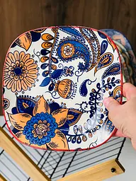 Тарілка квадратна синя квітка 20,5x2,5 см "Тригір'я"