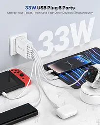 Мережевий зарядний пристрій Tupneuf 33 Вт, 6 USB-портів, Fast Charge - мініатюра 2
