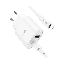 Блок і кабель Lightning Hoco C95A Lineal PD 20W + QC3.0 (євро вилка) - мініатюра 2