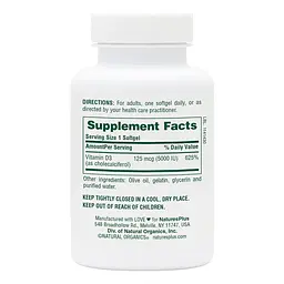 Вітаміни та мінерали Natures Plus Vitamin D3 5000 IU, 60 капсул - мініатюра 2