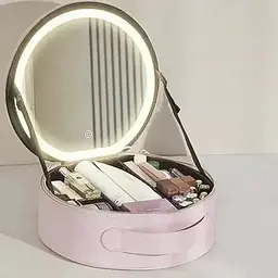 Органайзер-косметичка з екошкіри NiceLand з LED дзеркалом рожева - мініатюра 4