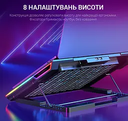 Охолоджувальна підставка для ноутбука до 18 дюймів GamePro GPCP-890 RGB 2xUSB 6xfans - мініатюра 11