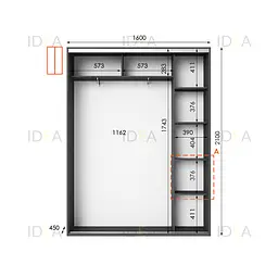Шафа-купе Idea серія 5 160 x 45 x 210 см Антрацит Дзеркало - мініатюра 2