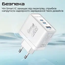 Зарядний пристрій Promate powerport-45 2xUSB-C PD + USB-A QC 45W White (powerport-45.white) - мініатюра 5