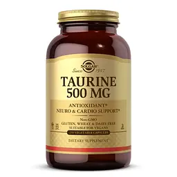 Амінокислота Solgar Taurine 500 mg, 250 вегакапсул