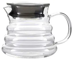 GIPFEL Чайник-кавник 450 мл для крупнолистового чаю, приготування кави методом pourover. Матеріал: боросилікатне скло, силікон. 7152 GIPFEL