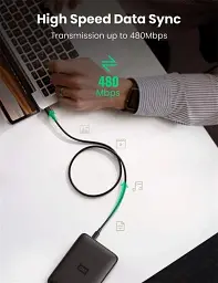 Зарядний кабель Ugreen US132 Mini USB to USB 2.0 0.25 M Black (10353) - мініатюра 4