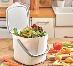 Контейнер для сміття підвісний Snips Kitchen Compost Bin з кришкою та ручкою 3 л білий (8001136907166) - мініатюра 5