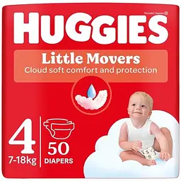 Підгузки Huggies Little Movers 4 (7-18 кг) Jumbo 50 шт (5029053567587)