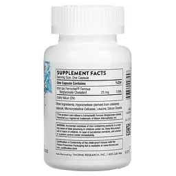 Бісгліцинат заліза Thorne Research Iron Bisglycinate 25 мг 60 капсул - мініатюра 5