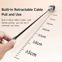 Мережевий зарядний пристрій McDodo 40W 1C+1A Digital Display GaN Charger Built-in 65cm retractable USB-C Cable(EU) Чорний - мініатюра 4