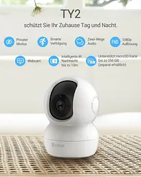 IP камера EZVIZ WLAN 1080P, обертова, двосторонній звук, нічне бачення, сумісна з Alexa - мініатюра 3