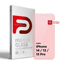 Захисне скло для Apple iPhone 13/13 Pro/14, Pro Eye Care, прозоре, загартоване 2.5D скло без рамки, глянцеве, повне проклеювання, захист зору від шкідливого випромінювання, ArmorStandart (ARM77674)