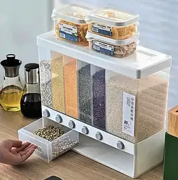 Органайзер для сипучих продуктів Assorted grain rice bucket JC-2170 Диспенсер для круп 6 секцій - мініатюра 2