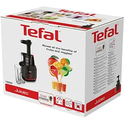Соковитискач Tefal Juiceo шнековий 150 Вт чаша 0.8 л жмих 0.8 л насадка для цитрусових пластик червоно-чорний (ZC150838) - мініатюра 9