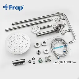 Душова система Frap F24801, поворотний вилив - перемикач на лійку, 1 режим, нержавіюча сталь - мініатюра 6