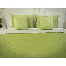 Покривало Руно 180х220 см велюр оливкове (340.55_Olive Green ромб) - мініатюра 4