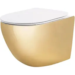 Підвісний унітаз Rea Carlo Mini Tornado NF безободковий 49x36,5 см gold із кришкою white REA-C6808