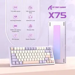 Клавіатура Attack Shark X75 RGB перемикачі Kailh MX сутінково-фіолетова (AS-6972792471464-TP-UA) [166745] - мініатюра 3