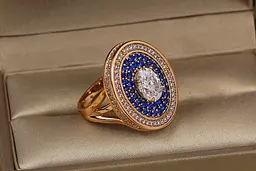 Кільце Xuping Jewelry Титул із синіми каменями р 20 золотисте - мініатюра 2