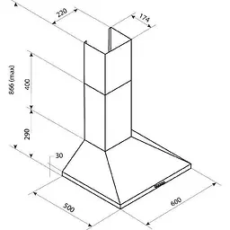 Витяжка купольна Pyramida KX 60 [1000] B WH [142782] - мініатюра 7