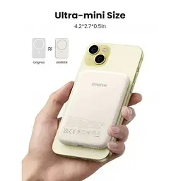 Акумулятор портативний Ugreen PB560 5000mAh MIni Magnetic Wireless 15W бежевий PB560 - мініатюра 3