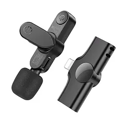 Петличний бездротовий мікрофон Borofone BFK12 Trophy lavalier Lightning Black - мініатюра 5