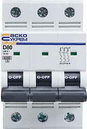 Модульний автоматичний вимикач 3р - 80А - D - UProfi АСКО-УКРЕМ (A0010210127) - мініатюра 2