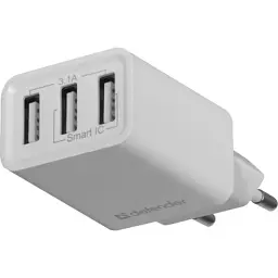 Зарядний пристрій Defender UPA-31 white, 3xUSB, 5V / 3.1A (83587) - миниатюра 3