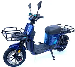 Електроскутер Вантажний з двома великими багажниками Crosser SUPER MAX 1200W | 60V30AH Li-Fe | USB зарядка Синій - мініатюра 2