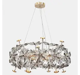 Велика кільцева люстра підвісна Artlight 25028-750GD золота на 16 ламп G4 зі скляним квітковим декором - мініатюра 2