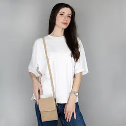 Сумка для телефону жіноча замшева Virginia Conti 03804 світлий тауп - мініатюра 4