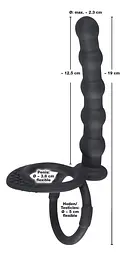 Анальна пробка з ерекційним кільцем Black Velvets Cock And Ball Ring 19 см (чорний) - мініатюра 8
