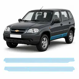 Антигравійна захисна бронеплівка за лекалами для Chevrolet Niva I facelift 2009-2020 - нижня зона кузова пороги