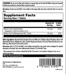 Вітамін Д3 1000 IU та К2, D3 & K2 25mcg - 60 tabs Raspberry - мініатюра 2