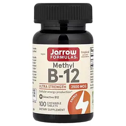 Вітаміни та мінерали Jarrow Formulas Vegan Methyl B-12 2500 mcg, 100 жувальних таблеток - Тропічний
