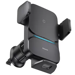 Автотримач із БЗУ Wisdom Auto Alignment (QI 15W) (Air Outlet base) (CGZX000001) Black Baseus teh0029293