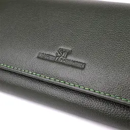 Горизонтальний гаманець у два складення з натуральної шкіри ST Leather 23067 зелений - мініатюра 5