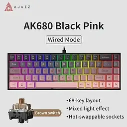 Механічна дротова клавіатура AJAZZ AK680 / Hot-Swap / Brown Switch / Pink - мініатюра 4