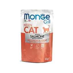 М'ясні шматочки в желе MONGE CAT GRILL Kitten з лососем для кошенят 85 гр