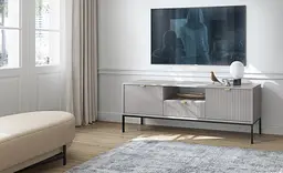 Тумба під телевізор Perfect Home Нова / Nova 2-дверна з 1 шухлядою і чорними ніжками RTV154 Сірий (PFH-091227)