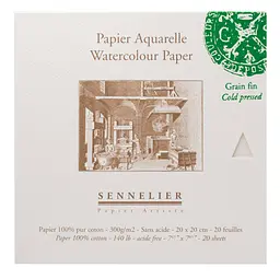 Склейка для акварелі Sennelier, 20 аркушів, холодне пресування, 300 г/м, 20x20 см - мініатюра 4